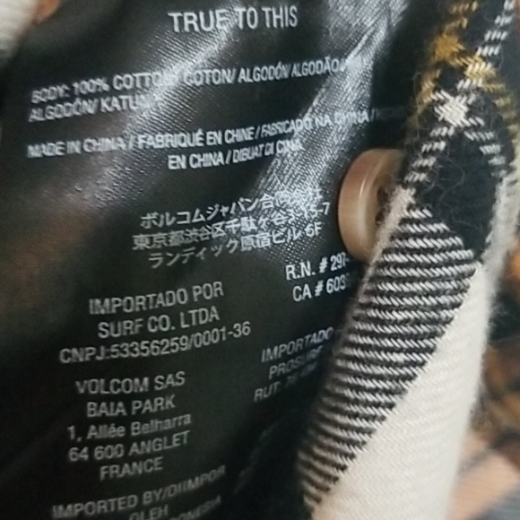 Volcom Orange Plaid Flannel Button Down Shirt - Picture 6 of 7